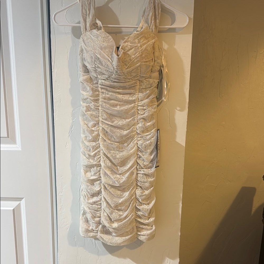 Elegant Cream Ruched Dress